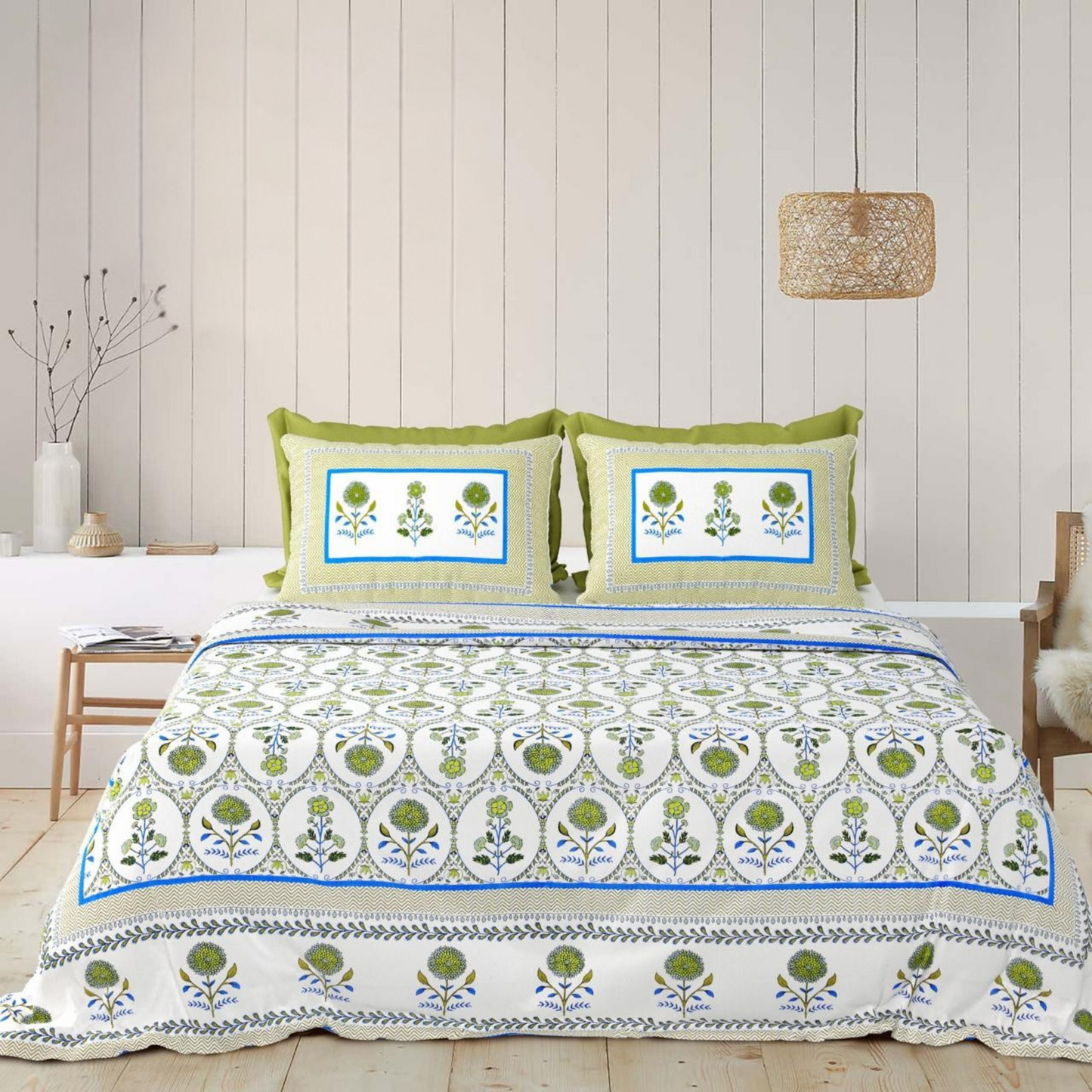 Raunak Jaipuri Block Print - 400 TC - King Size (108 x 108)