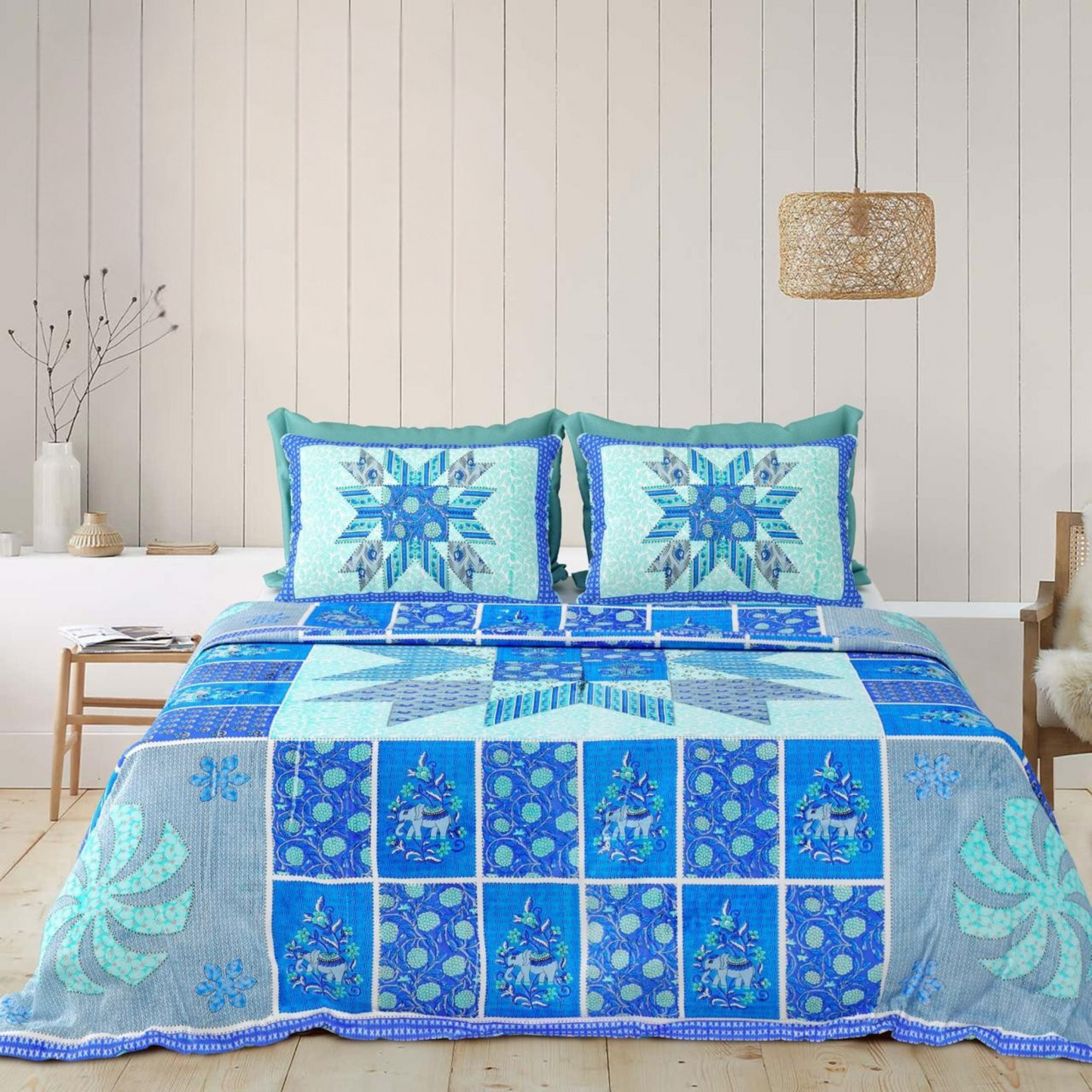Phooldaan Jaipuri Block Print - 400 TC - King Size (108 x 108)