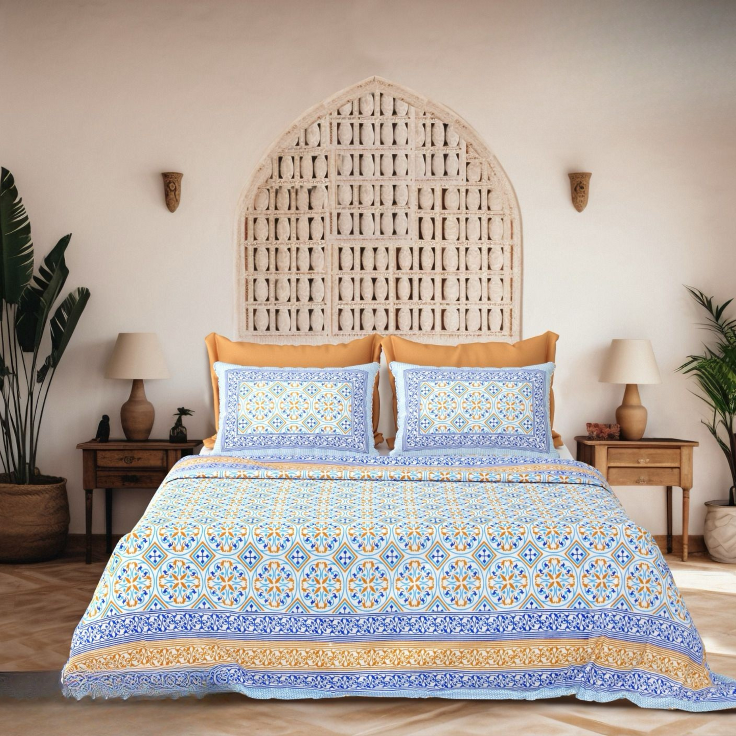 Zaika Jaipuri Block Print - 400 TC - King Size (108 x 108)