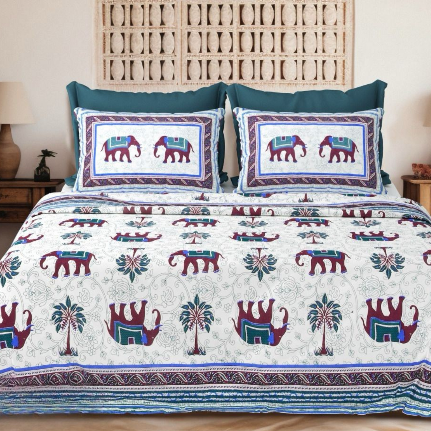 Adaa Jaipuri Block Print - 400 TC - King Size (108 x 108)