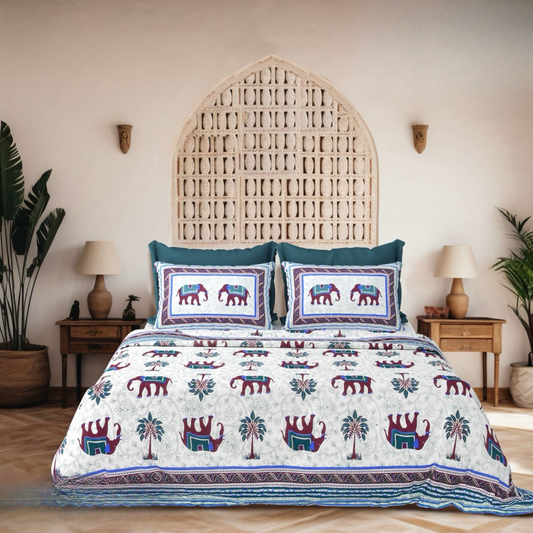 Adaa Jaipuri Block Print - 400 TC - King Size (108 x 108)