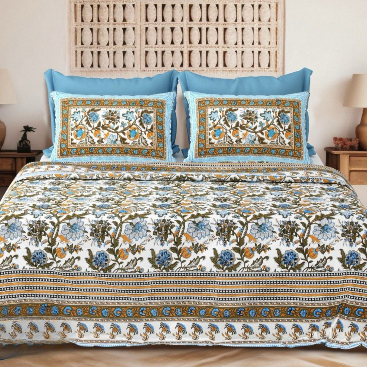 Sitara Jaipuri Block Print - 400 TC - King Size (108 x 108)