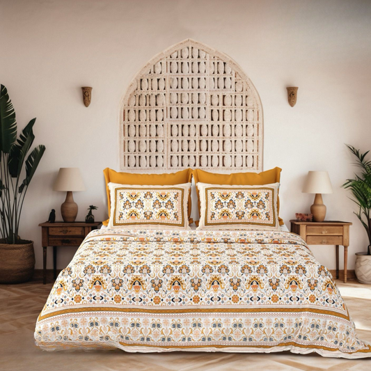 Zari Jaipuri Block Print - 400 TC - King Size (108 x 108)