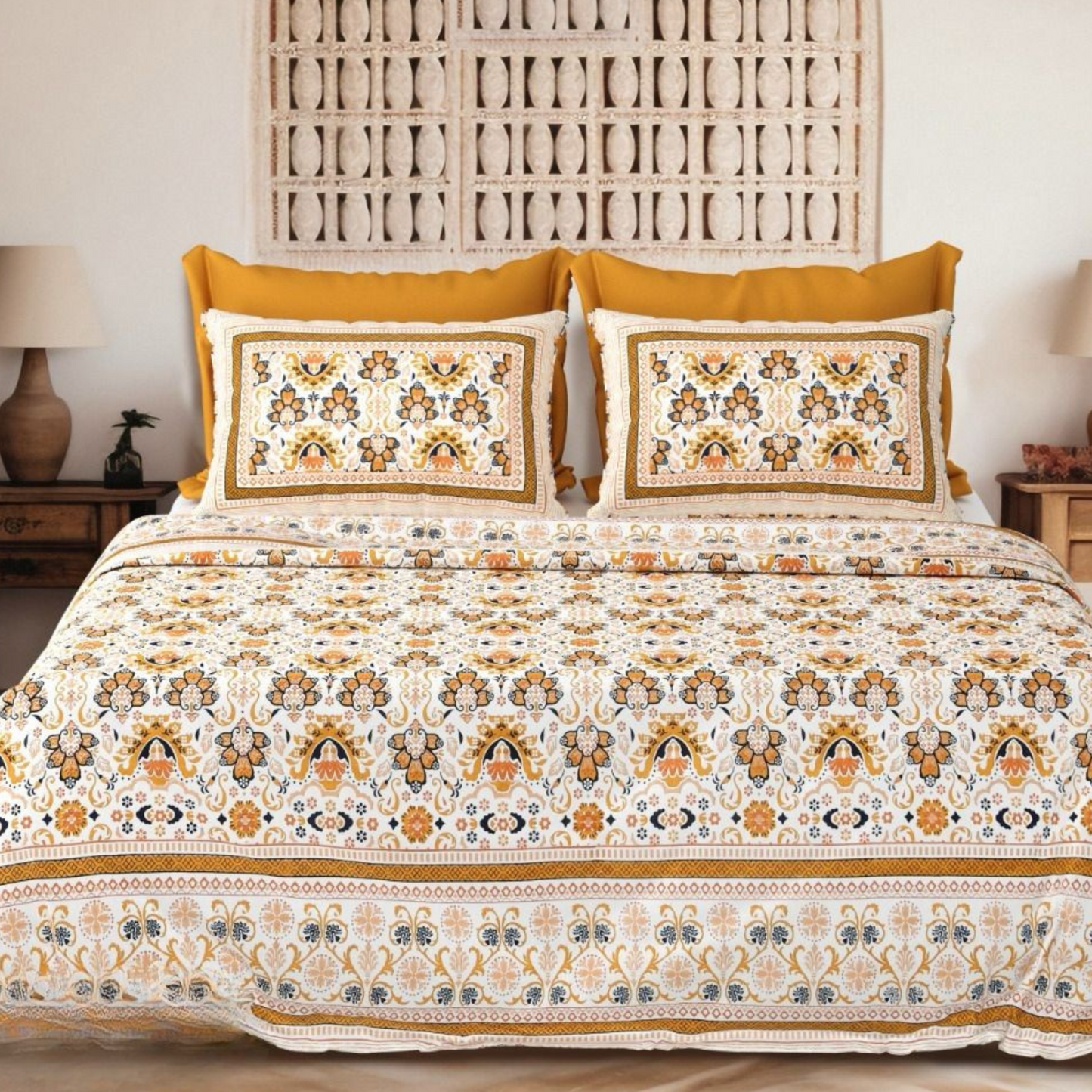 Zari Jaipuri Block Print - 400 TC - King Size (108 x 108)
