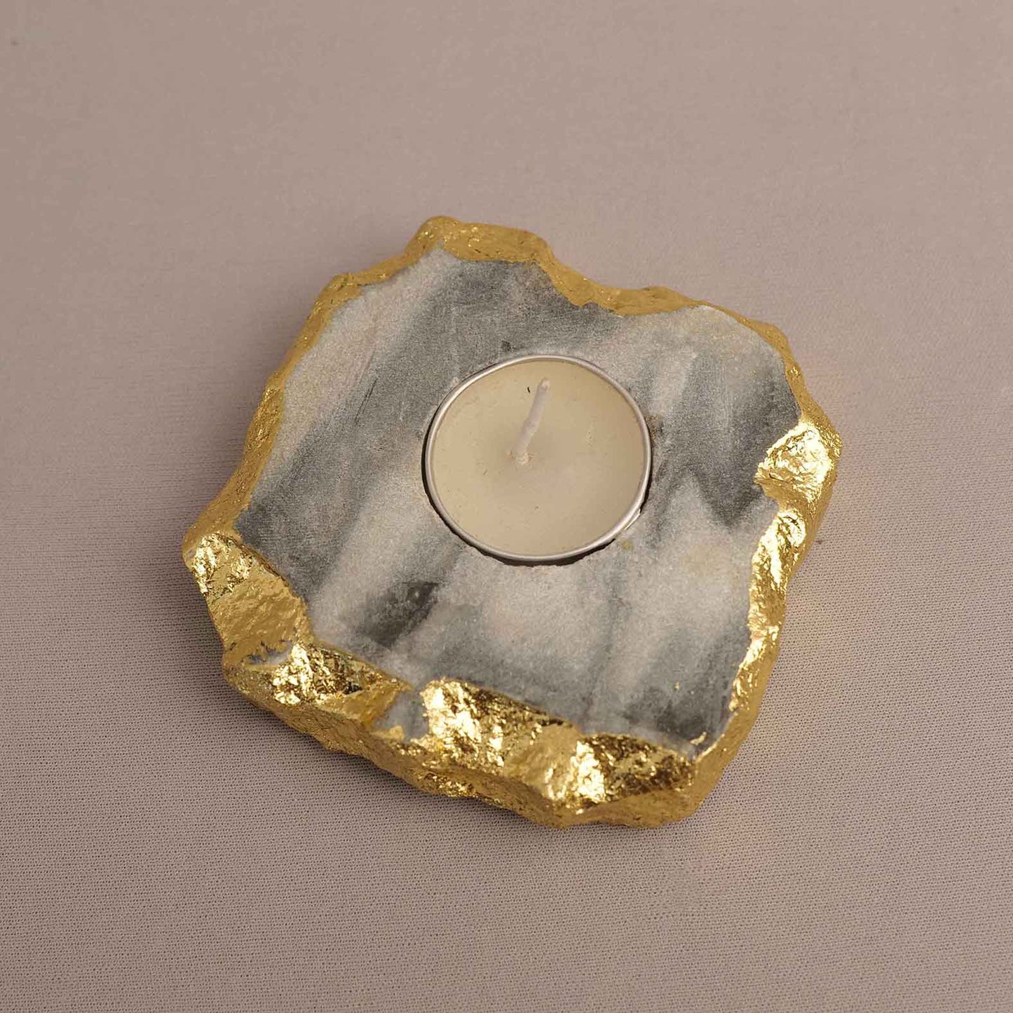 Tealight Holder (Kayampura Stone & Gold Foil)