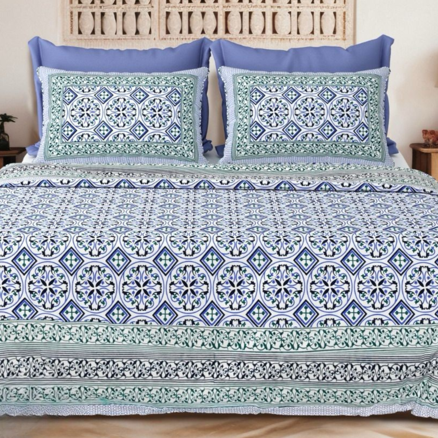 Resham Jaipuri Block Print - 400 TC - King Size (108 x 108)