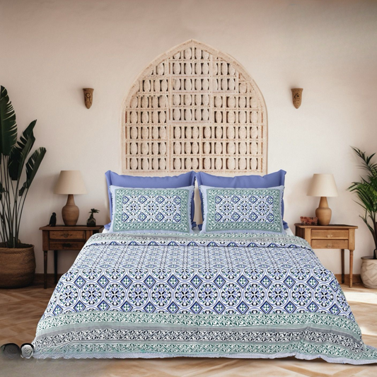 Resham Jaipuri Block Print - 400 TC - King Size (108 x 108)