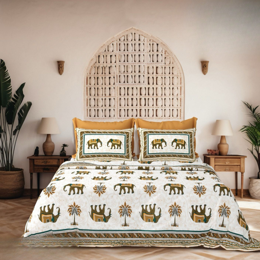 Mehraab Jaipuri Block Print - 400 TC - King Size (108 x 108)