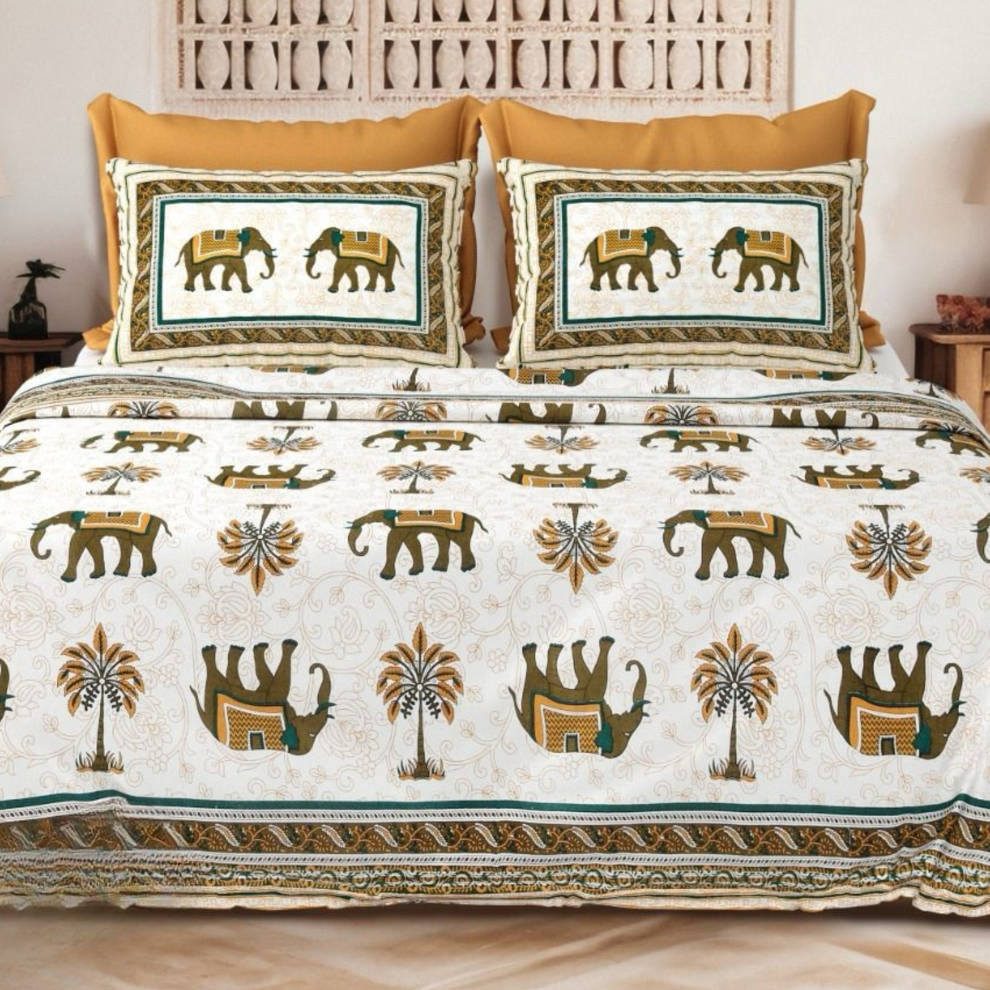 Mehraab Jaipuri Block Print - 400 TC - King Size (108 x 108)