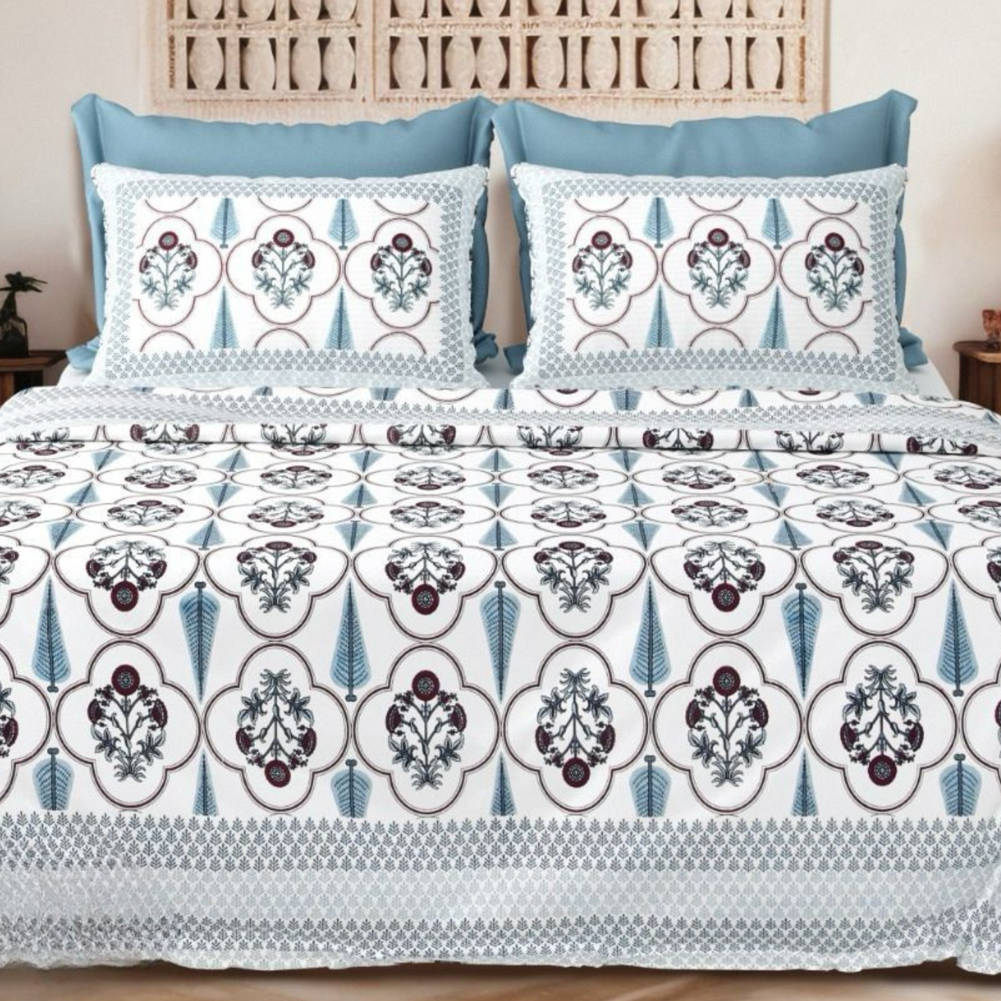 Noor Jaipuri Block Print - 400 TC - King Size (108 x 108)