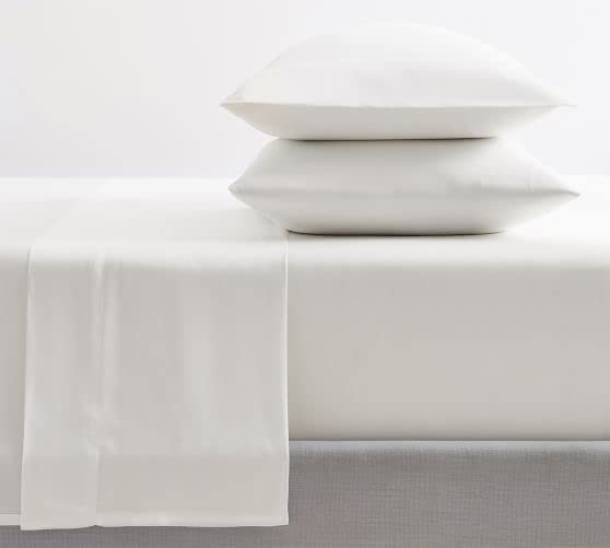 Plain White Cotton Premium King Size Bedsheet (108" x 108") 600TC