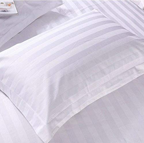 White Lined Plain Premium King Size Bedsheet (108" x 108") - 400 TC