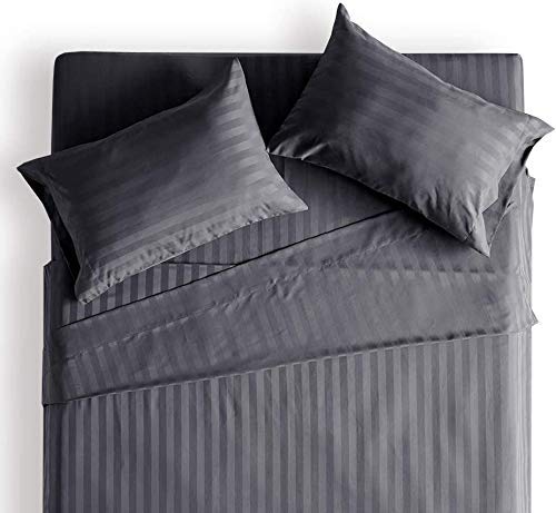 Grey-Lined Plain Premium King Size Bedsheet (108" x 108") - 400 TC