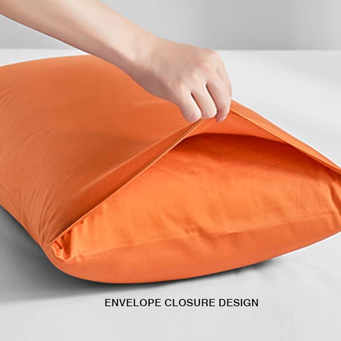 Orange Plain Premium King Size Bedsheet (108" x 108") 400 TC