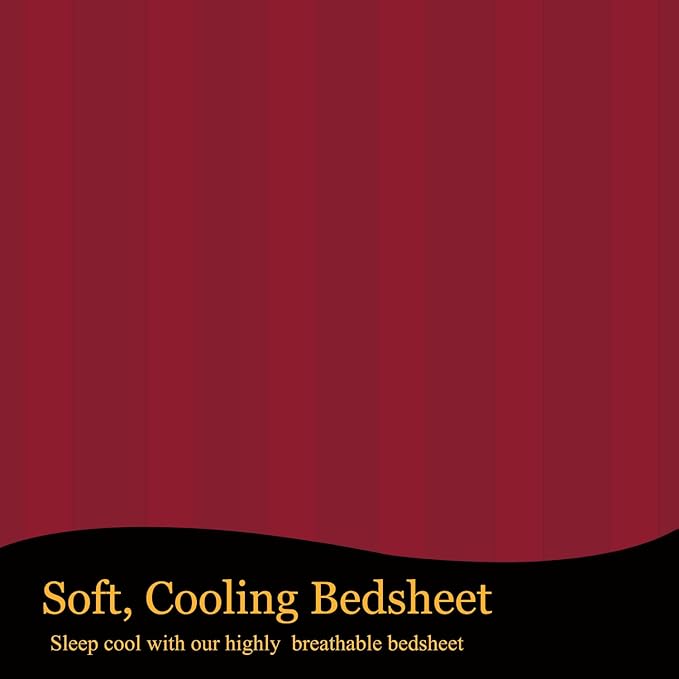 Dark Red Satin Premium King Size Bedsheet (108" x 108"): 400 TC