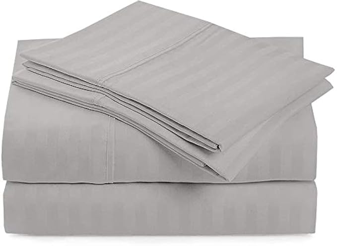 Grey Satin Plain Premium King Size Bedsheet (108" x 108") 300 TC
