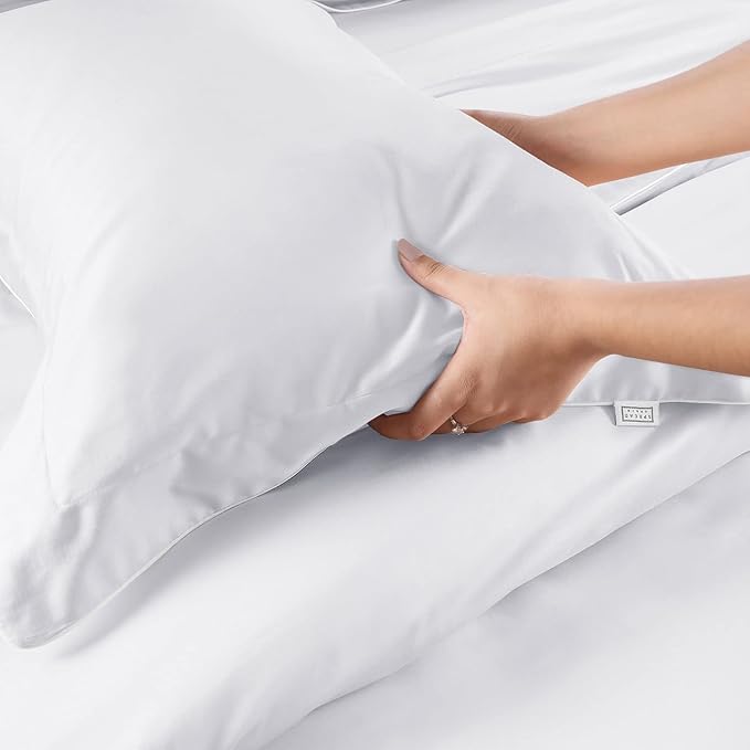 White Cotton Italian Cotton King Size Bedsheet (108" x 108") 500TC