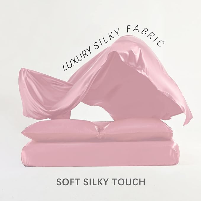 Peach Satin Plain King Size Bedsheet (108" x 108") - 400 TC
