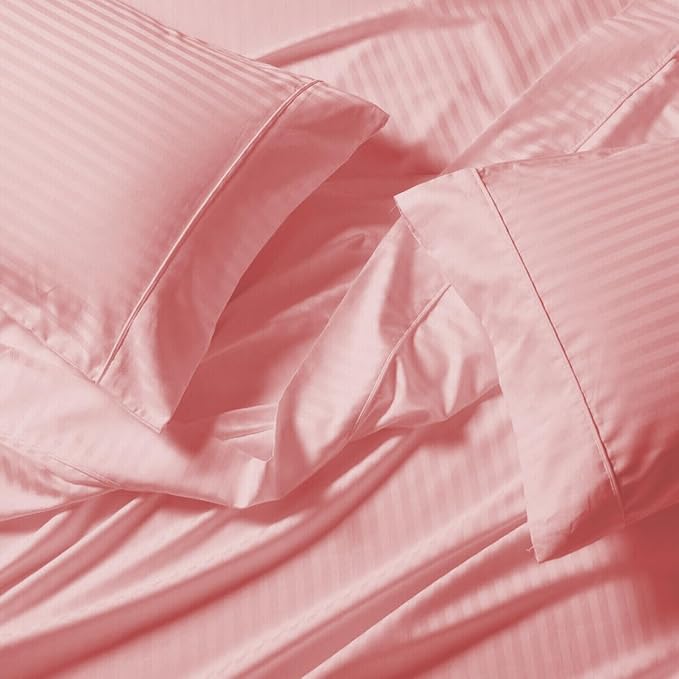 Peach Plain King Size Bedsheet -(108" x 108") 400 TC