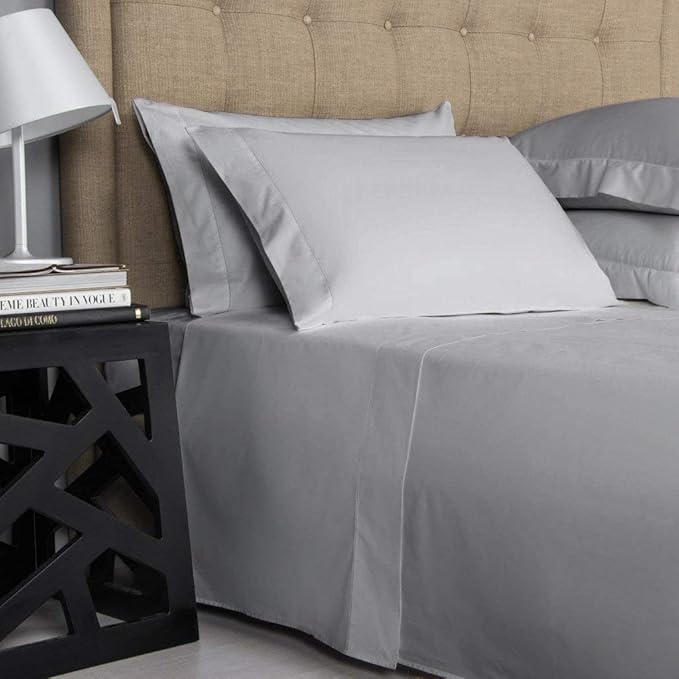 Grey Satin Plain Premium King Size Bedsheet (108" x 108") 300 TC