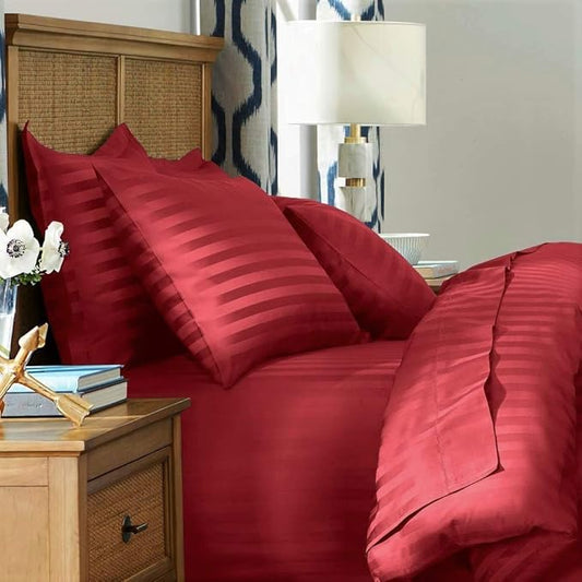 Maroon Plain Premium King Size Bedsheet (108" x 108") - 400 TC