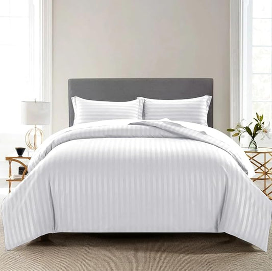 White Plain Cotton Premium King Size Bedsheet (108" x 108") 400TC