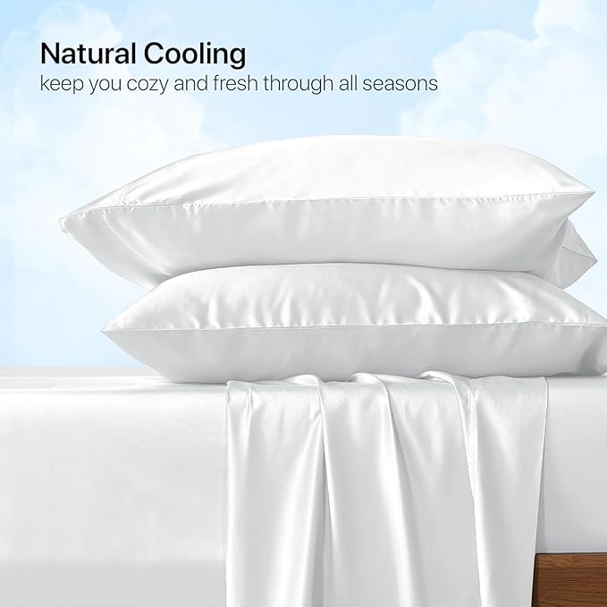 White Plain Premium Bamboo King Size Bedsheet (108" x 108") - 400 TC