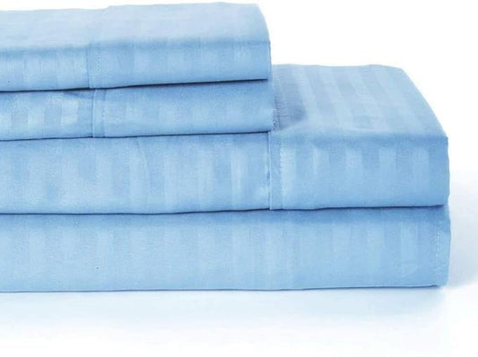 Blue Lined Premium King Size Bedsheet (108" x 108") 300 TC