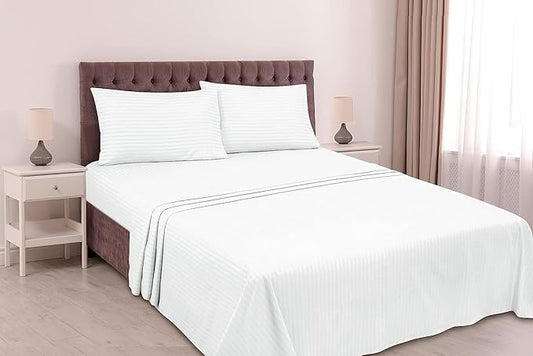 White Premium King Size Bedsheet (108" x 108") - 300 TC