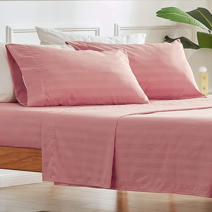 Peach-Lined Premium King Size Bedsheet (108" x 108") - 350 TC