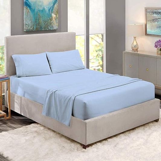 Ice-Blue Premium King Size Bedsheet (108" x 108") 300 TC