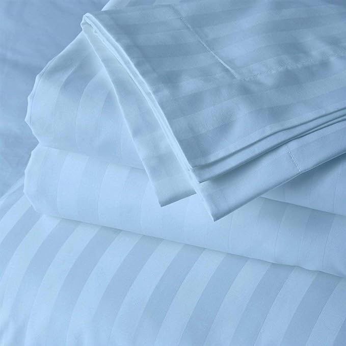 Blue Lined Premium King Size Bedsheet (108" x 108") 300 TC