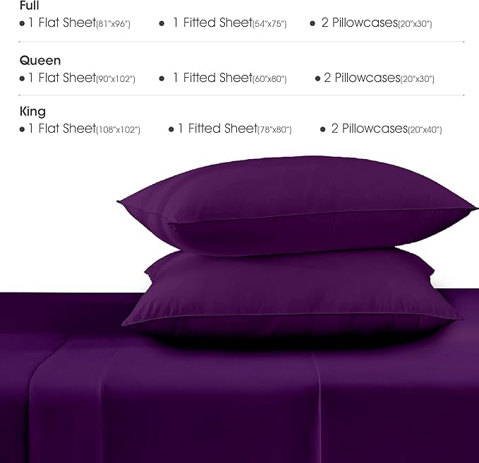 Purple Plain Premium King Size Bedsheet (108" x 108") 300 TC