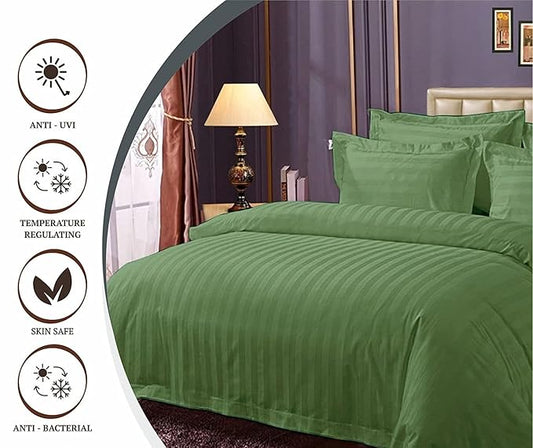 Green Plain Premium King Size Bedsheet (108" x 108") - 400 TC