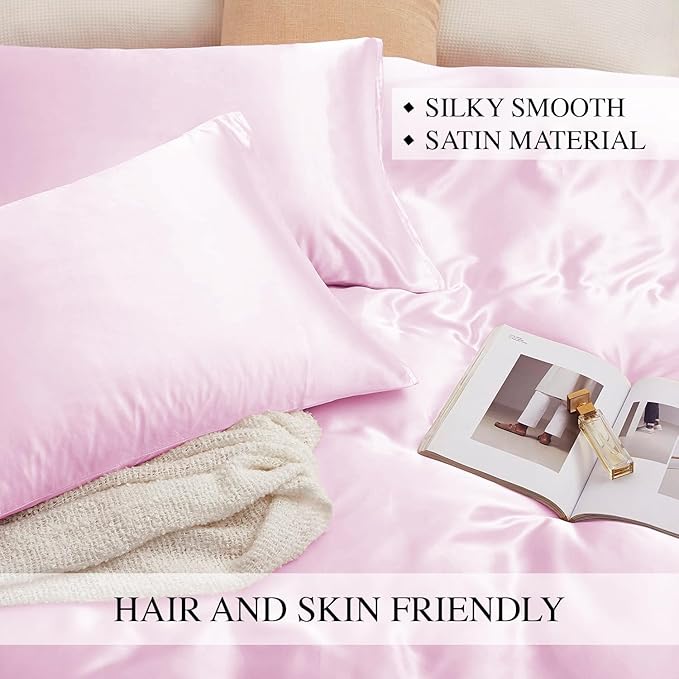 Pink Silk Plain Premium King Size Bedsheet (108" x 108") 300 TC
