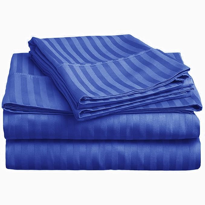 Royal Blue Plain Premium King Size Bedsheet (108" x 108") - 400 TC
