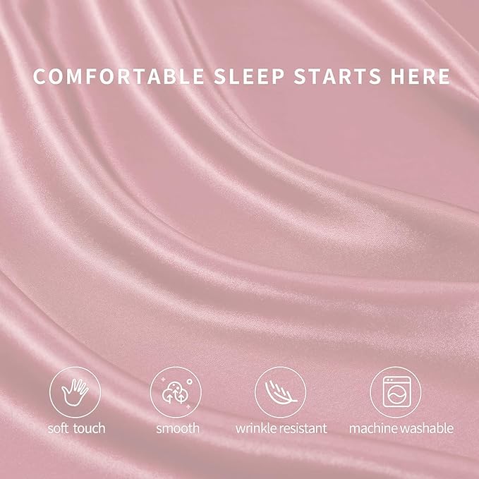 Peach Satin Plain King Size Bedsheet (108" x 108") - 400 TC