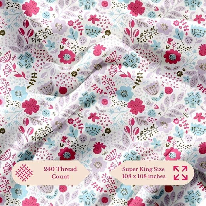 Florvessa Premium King Size Bedsheet (108" x 108") 300 TC