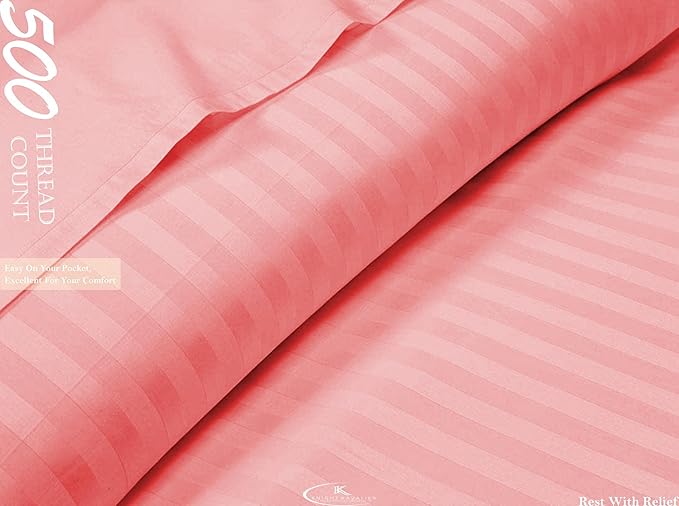 Peach Plain King Size Bedsheet -(108" x 108") 400 TC