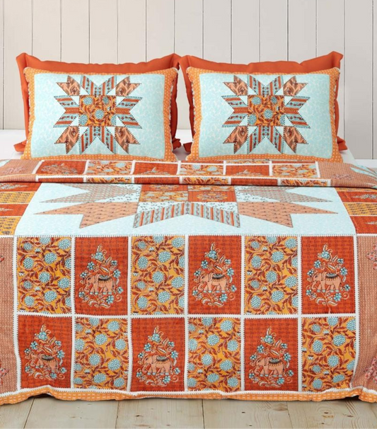 Mogra Jaipuri Block Print - 400 TC - King Size (108 x 108)