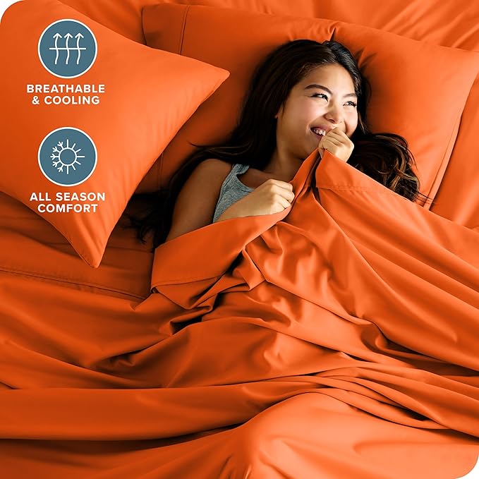 Orange Plain Premium King Size Bedsheet (108" x 108") 400 TC