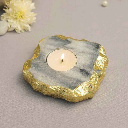 Tealight Holder (Kayampura Stone & Gold Foil)