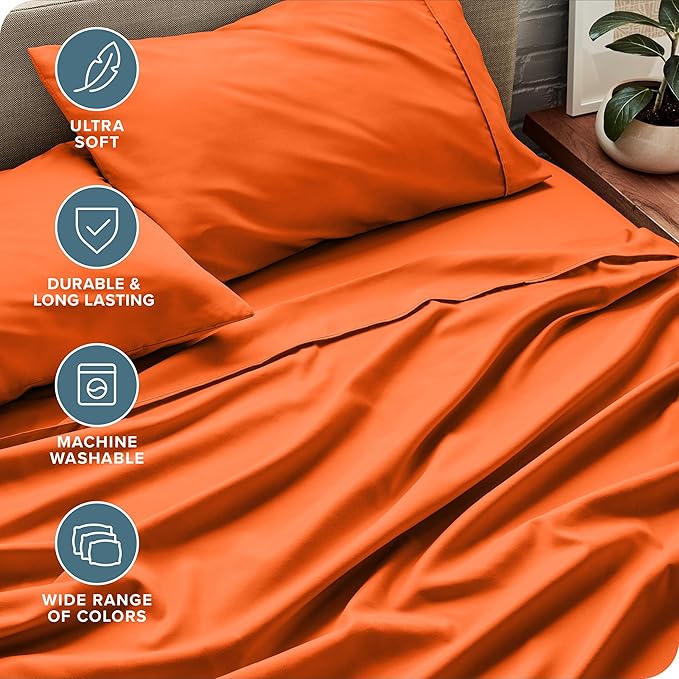 Orange Plain Premium King Size Bedsheet (108" x 108") 400 TC