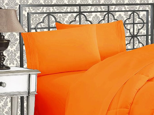 Orange Plain Premium King Size Bedsheet (108" x 108") 400 TC
