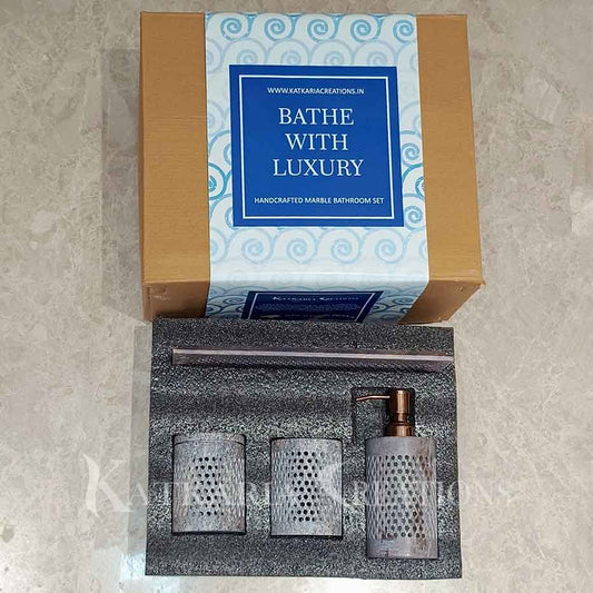 Beige Soapstone Bathroom Set With Tray