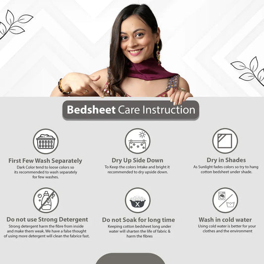 Trinoviaa Premium Queen Size Bedsheet (90" x 100") 300 TC