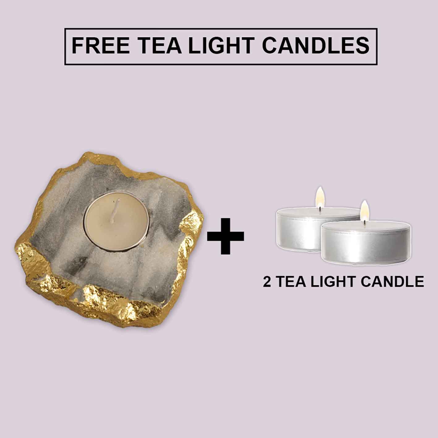 Tealight Holder (Kayampura Stone & Gold Foil)