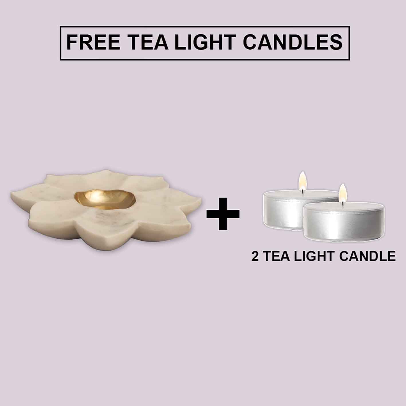 Sunflower Tealight Holder (Marble & Brass)