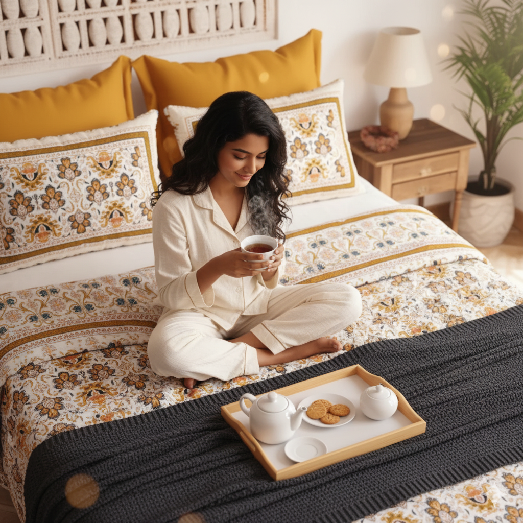 Zari Jaipuri Block Print - 400 TC - King Size (108 x 108)
