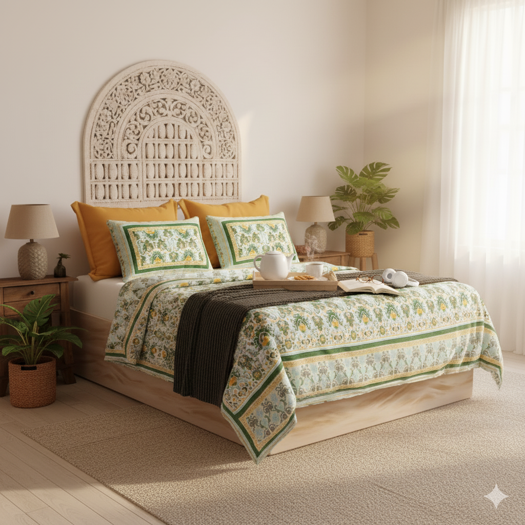 Aangan Jaipuri Block Print - 400 TC - King Size (108 x 108)